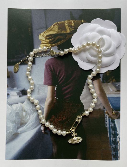 Naszyjnik choker złota planeta na agrawce vivienne westwood