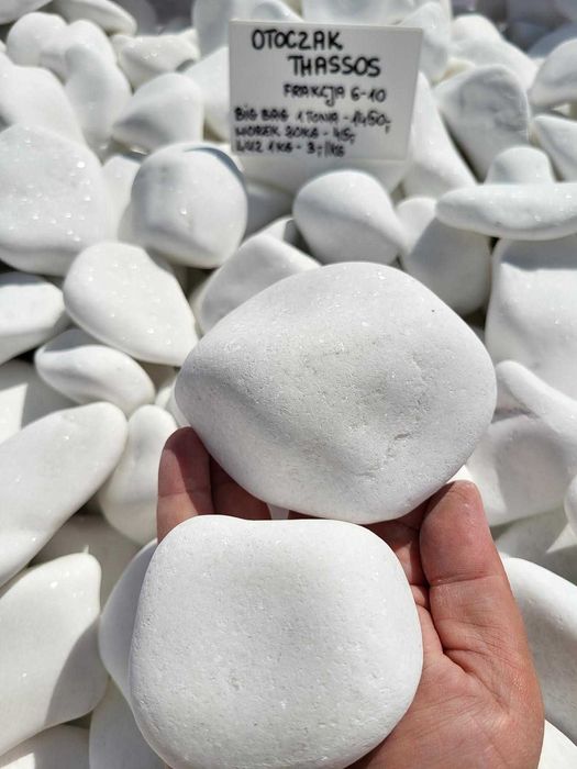 Otoczak Thassos grecki biały kamień Kamienie ogrodowe dekoracyjne ozdo