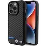 Etui BMW Leather Carbon MagSafe na iPhone 15 Pro - czarne