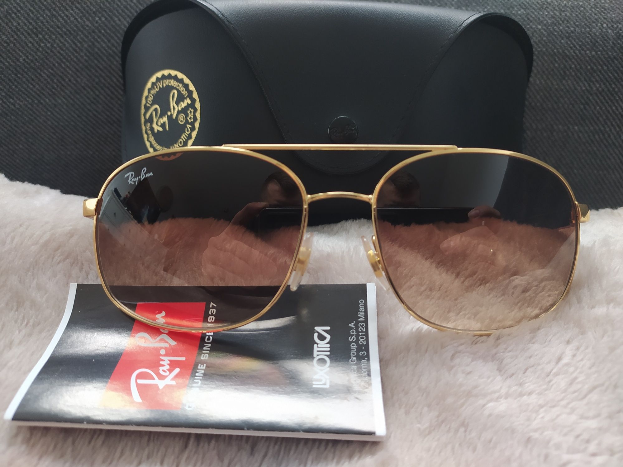 RAY-BAN® RB3593 złote męskie okulary przeciwsłoneczne / super stan!!