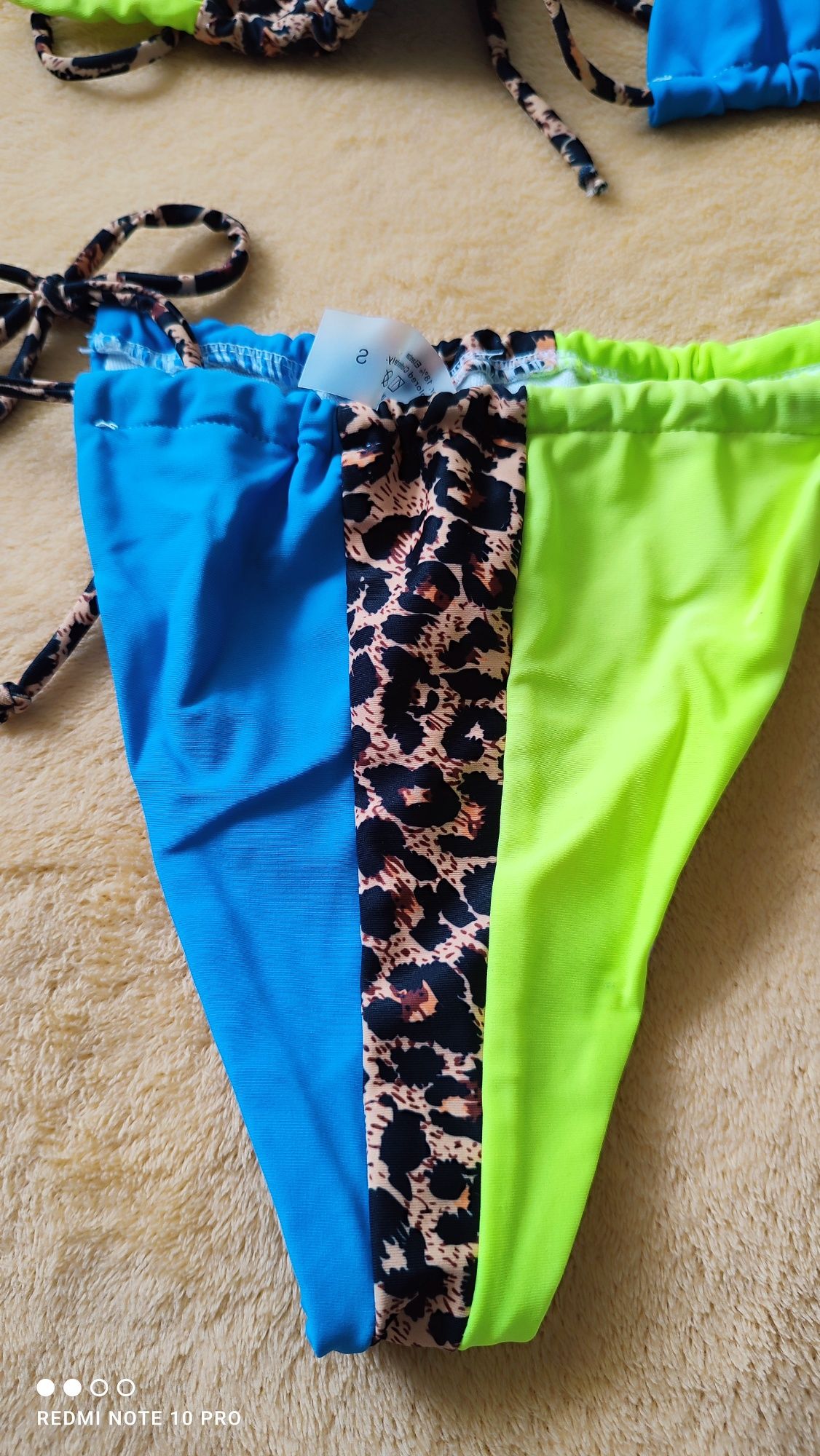 Strój kąpielowy dwuczęściowy kostium bikini panterka neon
