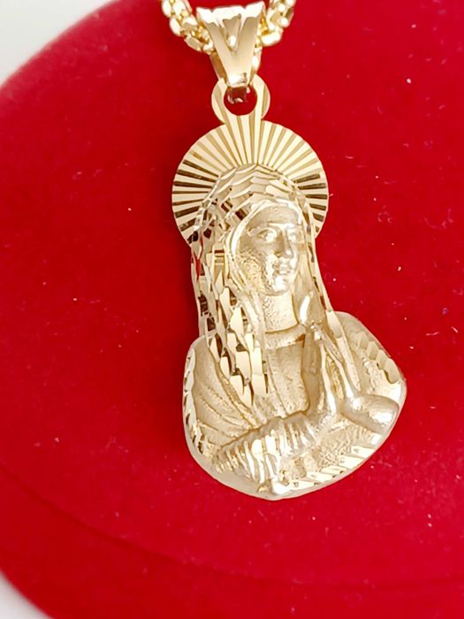 Łańcuszek złoty z medalikiem 14 karat 585