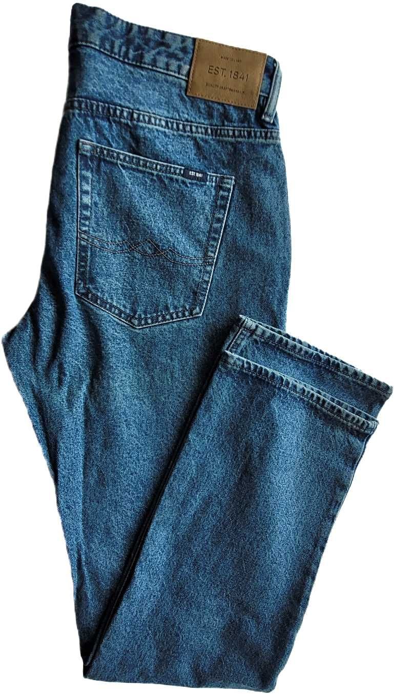 Niebieskie spodnie jeans męskie W34 L34.