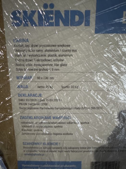 Drzwi prysznicowe kabina 90 SKENDI EASY IN 90