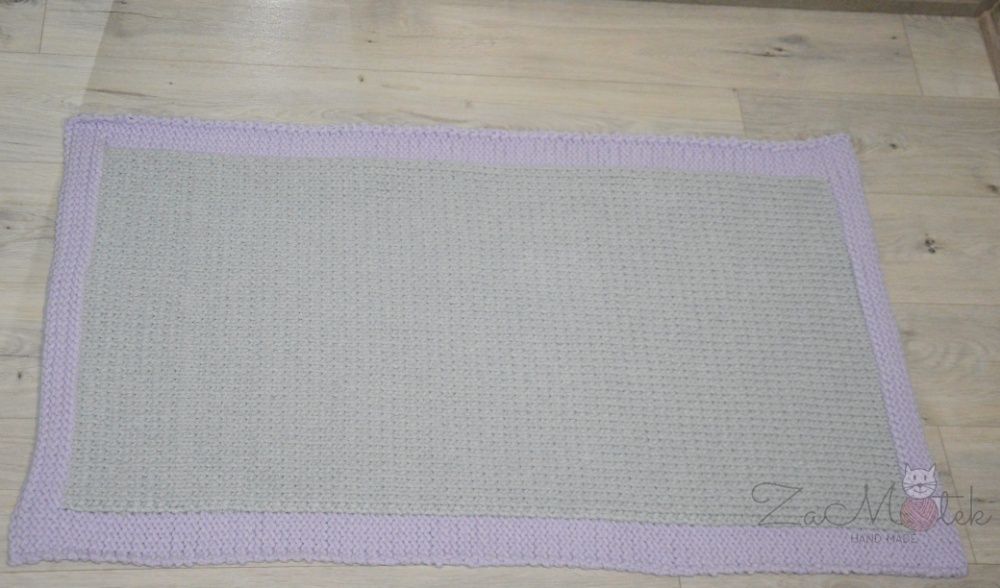 Dywan  wyprzedaż antyalergiczny robiony na drutach 68x120cm hand made