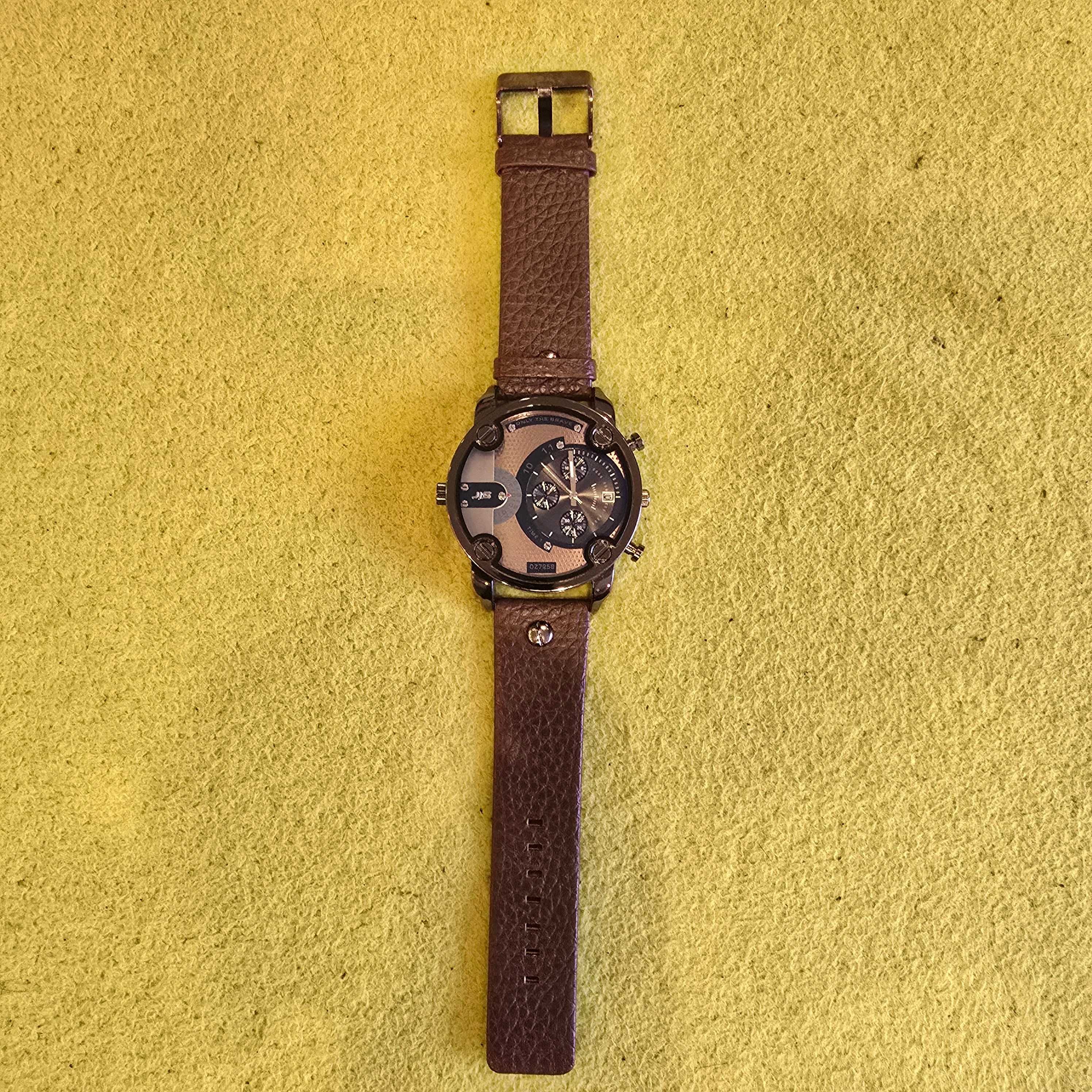 Męski zegarek Retro JIS OZ7258 skórzany pasek duża tarcza