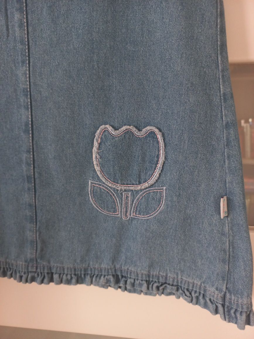 R. 86 Sukienka (tunika) jeansowa beż rękawów dziewczęca