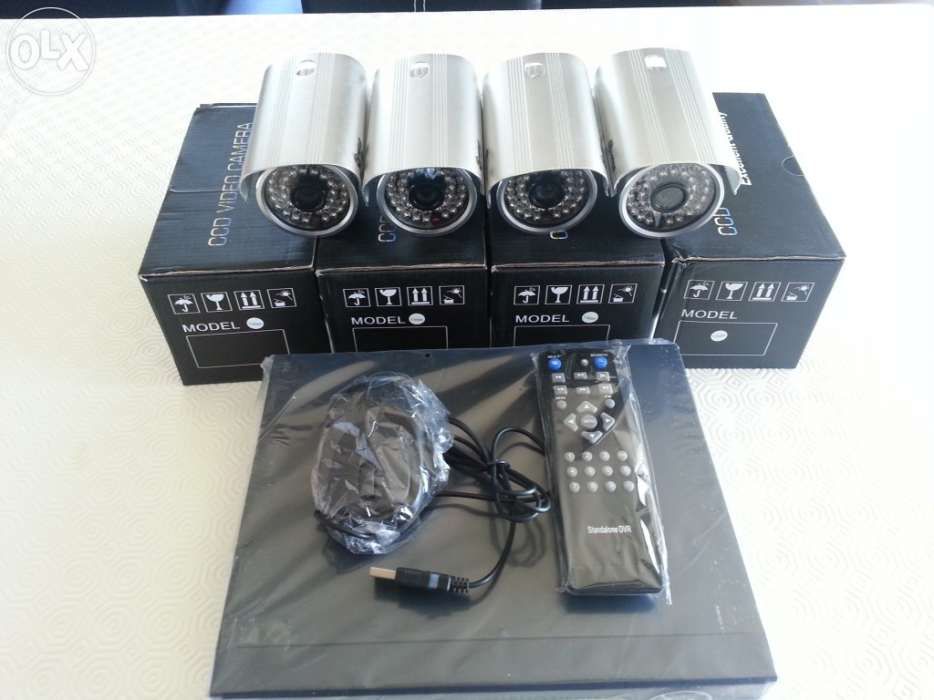 Kit 4 cameras gravador digital video vigilancia via internet telemovel
