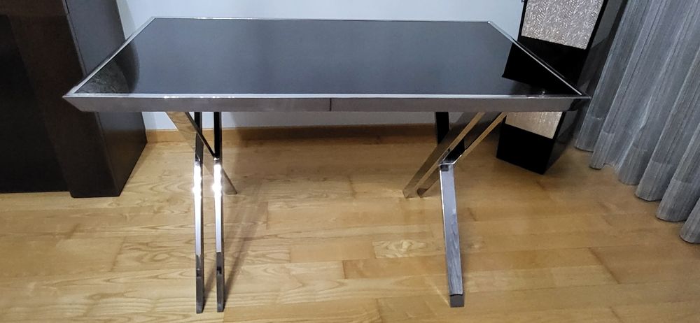 Secretária vidro e inox