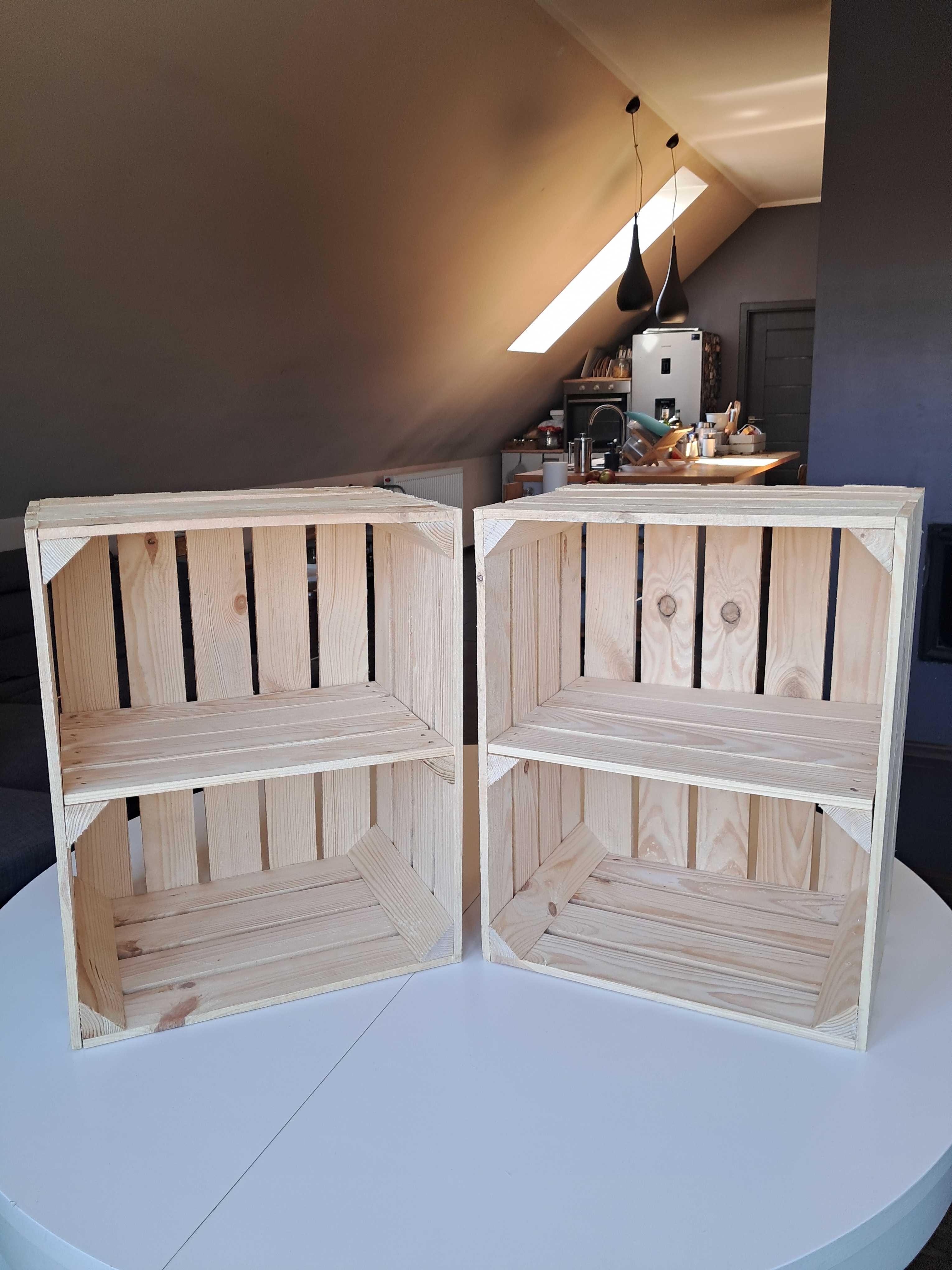 Dwie nowe skrzynki drewniane z półką krótką 50x40x30 przesyłka OLX