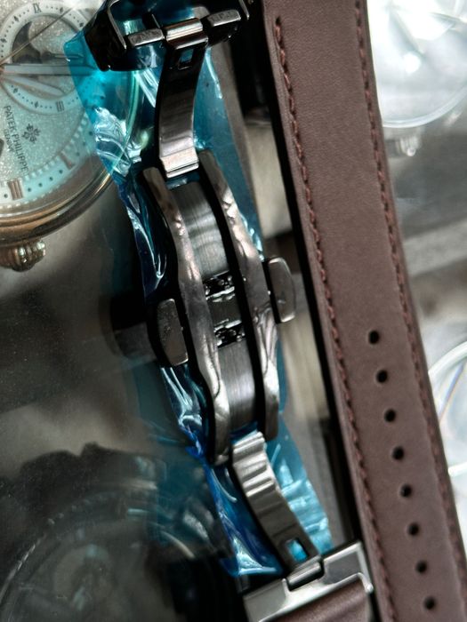 Ремешок для часов 20,22мм черный/коричневый застежка бабочка