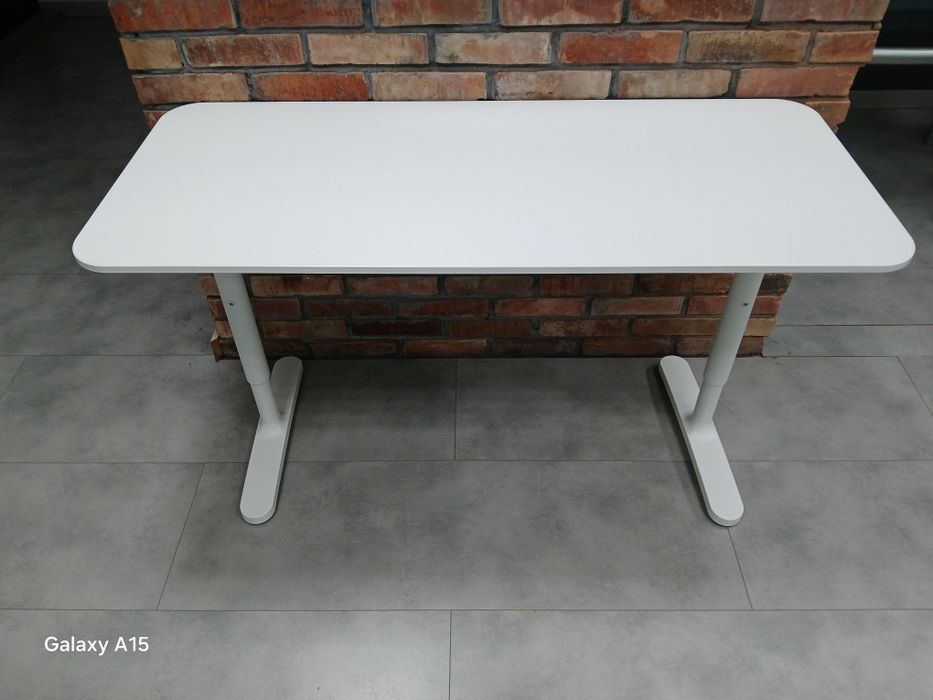 Biurko ikea bekant 140x60 białe regulacja jak nowe