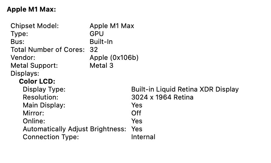 MacBook Pro 14 2021 32-Core GPU M1 Max 32GB 512Gb
