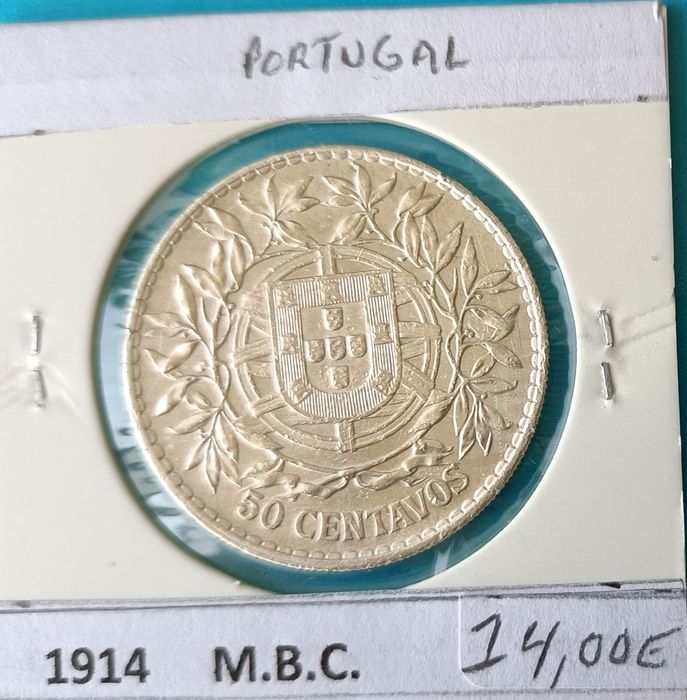 3 Moedas  de 50 centavos da 1⁰ República Portuguesa ( prata )