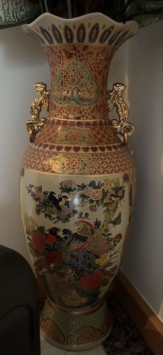 Vaso grande porcelana Vintage elementos japoneses