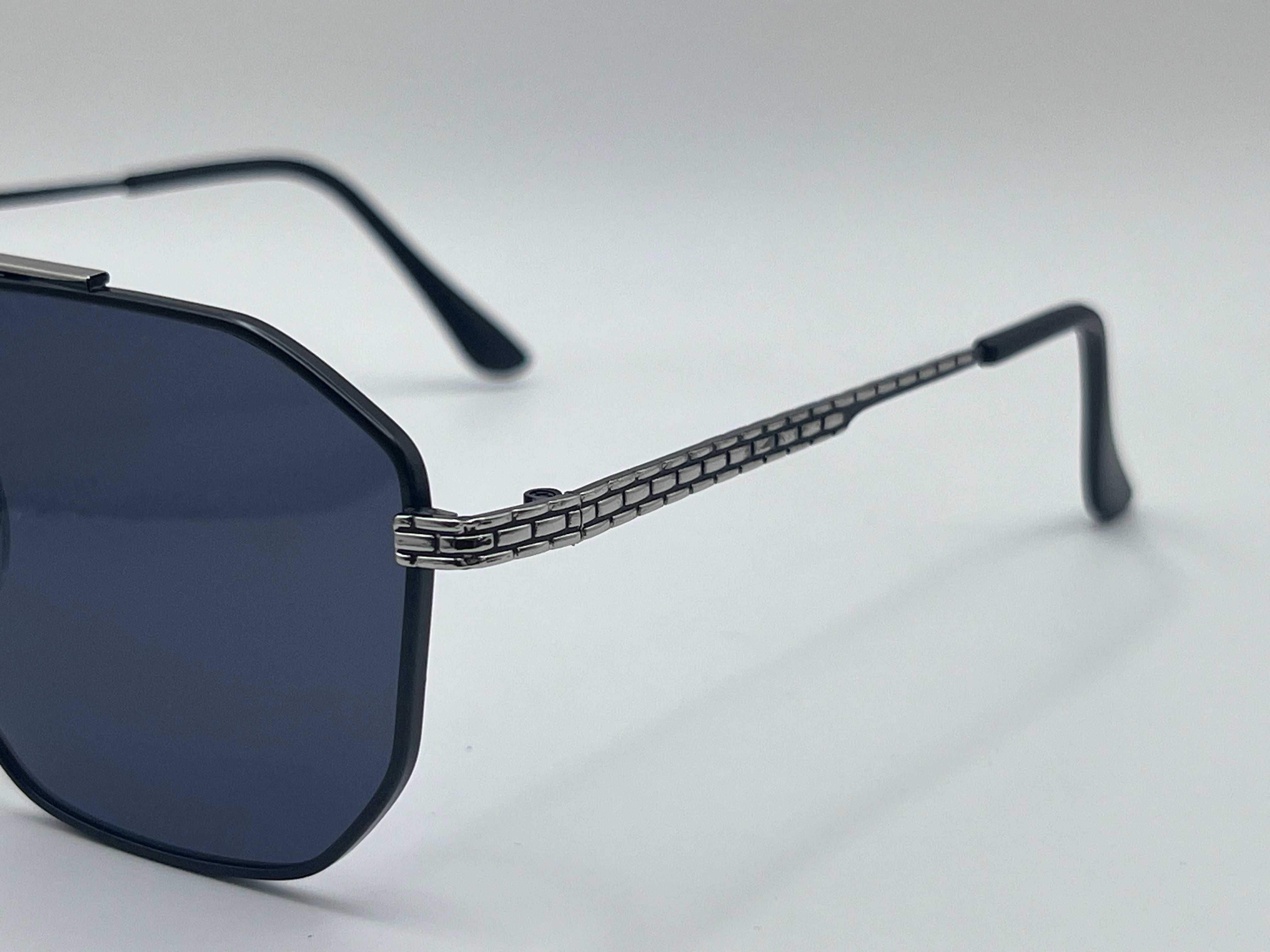 Okulary przeciwsłoneczne pilotki unisex srebrne grafitowe metalowe