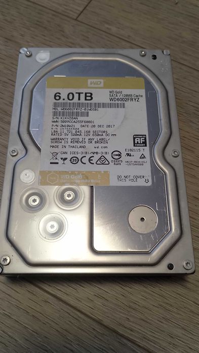 Жорсткий диск WD Gold 6ТБ WD6002FRYZ-01WD5B1