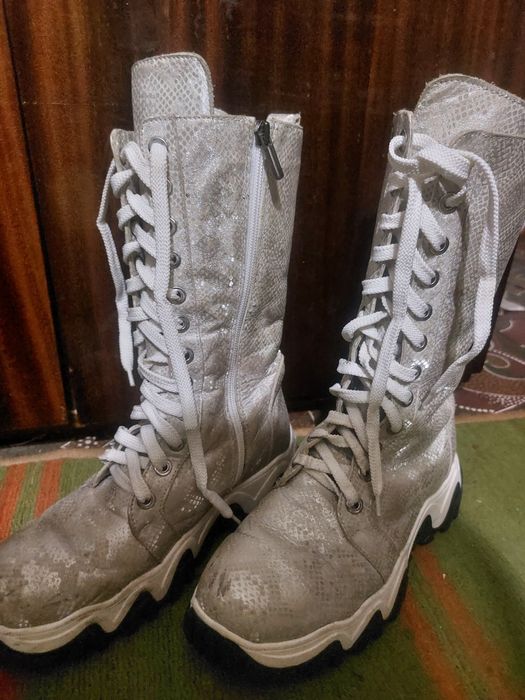 Сапоги зимние с мехровым утепление натуральная кожа и мех