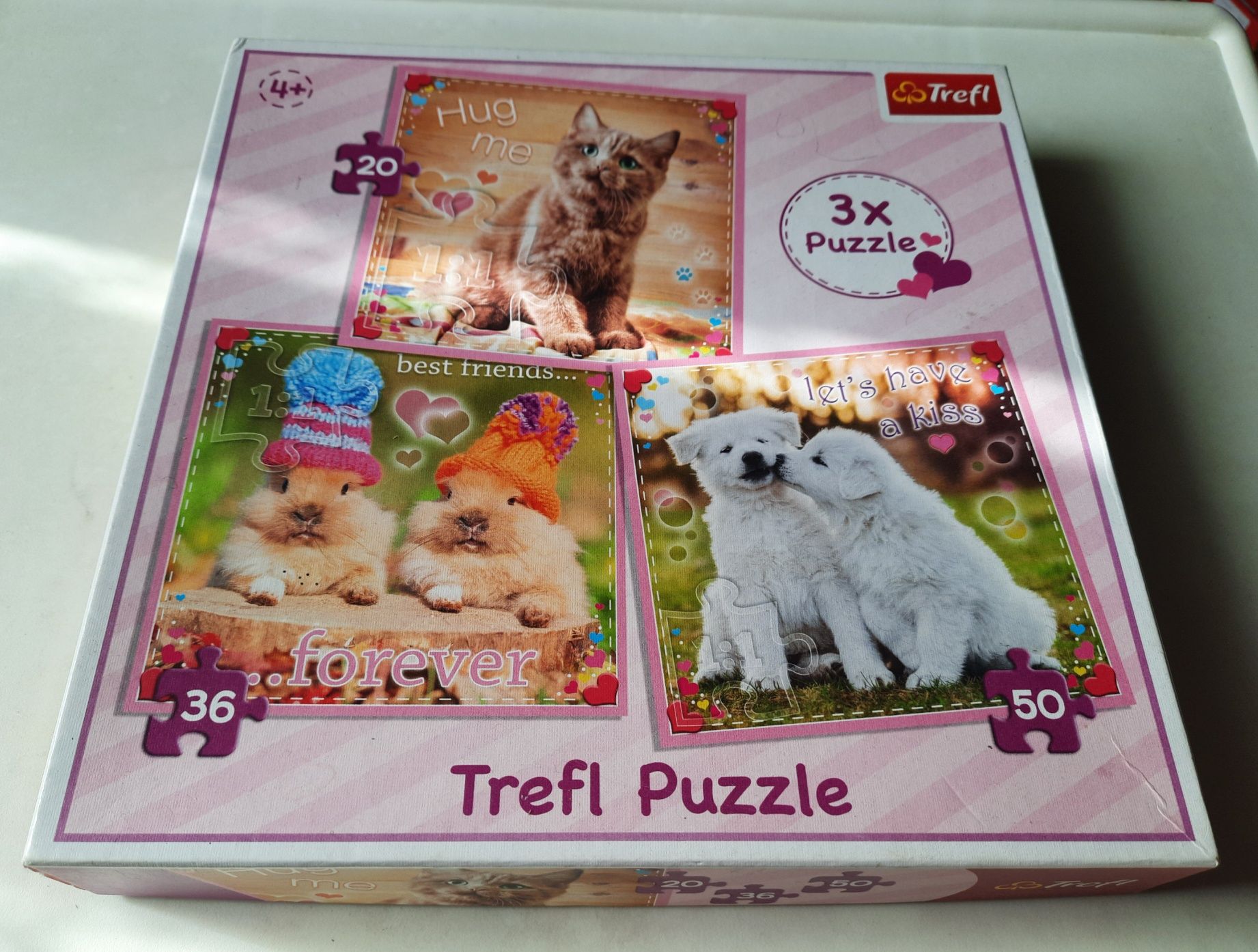 Trefl puzzle: kotek, pieski i króliczki.