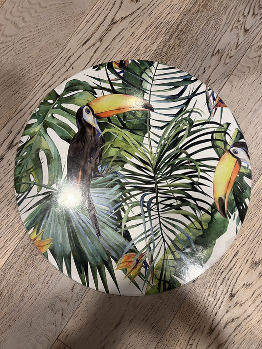 Dwie podkładki na stół palmy ptaki okrągłe