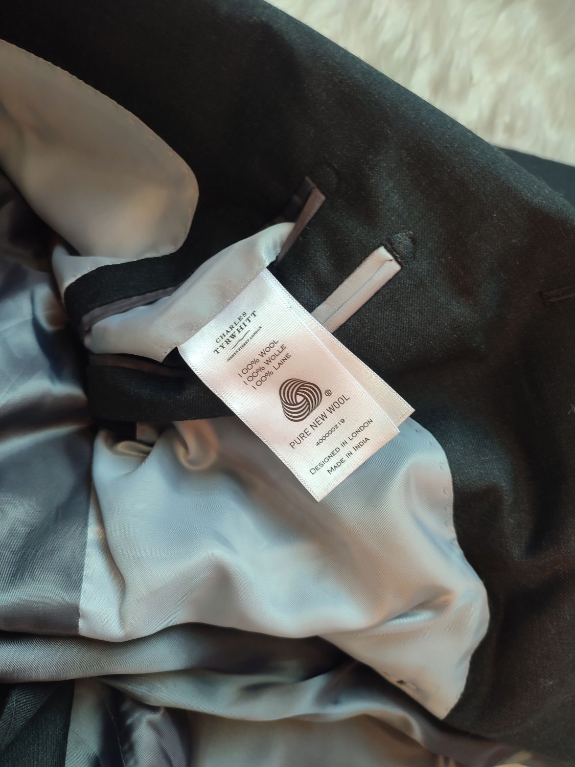 Czarna elegancka marynarka męska 100% wełna super 110s Charles Tyrwhit
