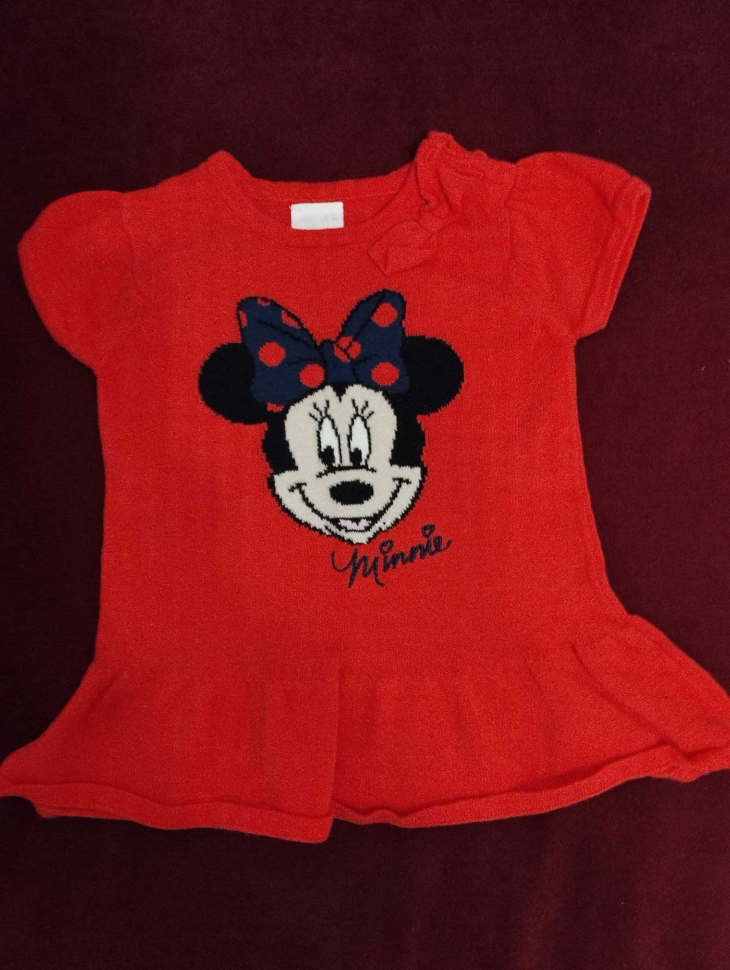 Dzianinowa tunika, Disney,Myszka Minnie, r.62-68,okazja!