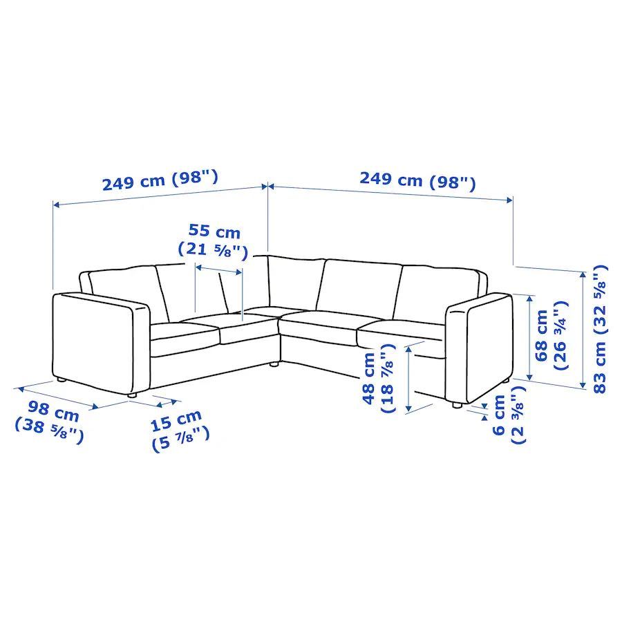 VIMLE Sofa narożna 4-osobowa, Gunnared średnioszary