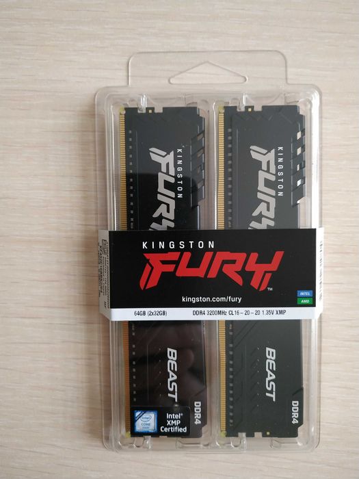 Пам'ять для комп'ютера DDR4 64GB (2x32GB) 3200MHz Kingston Fury НОВА