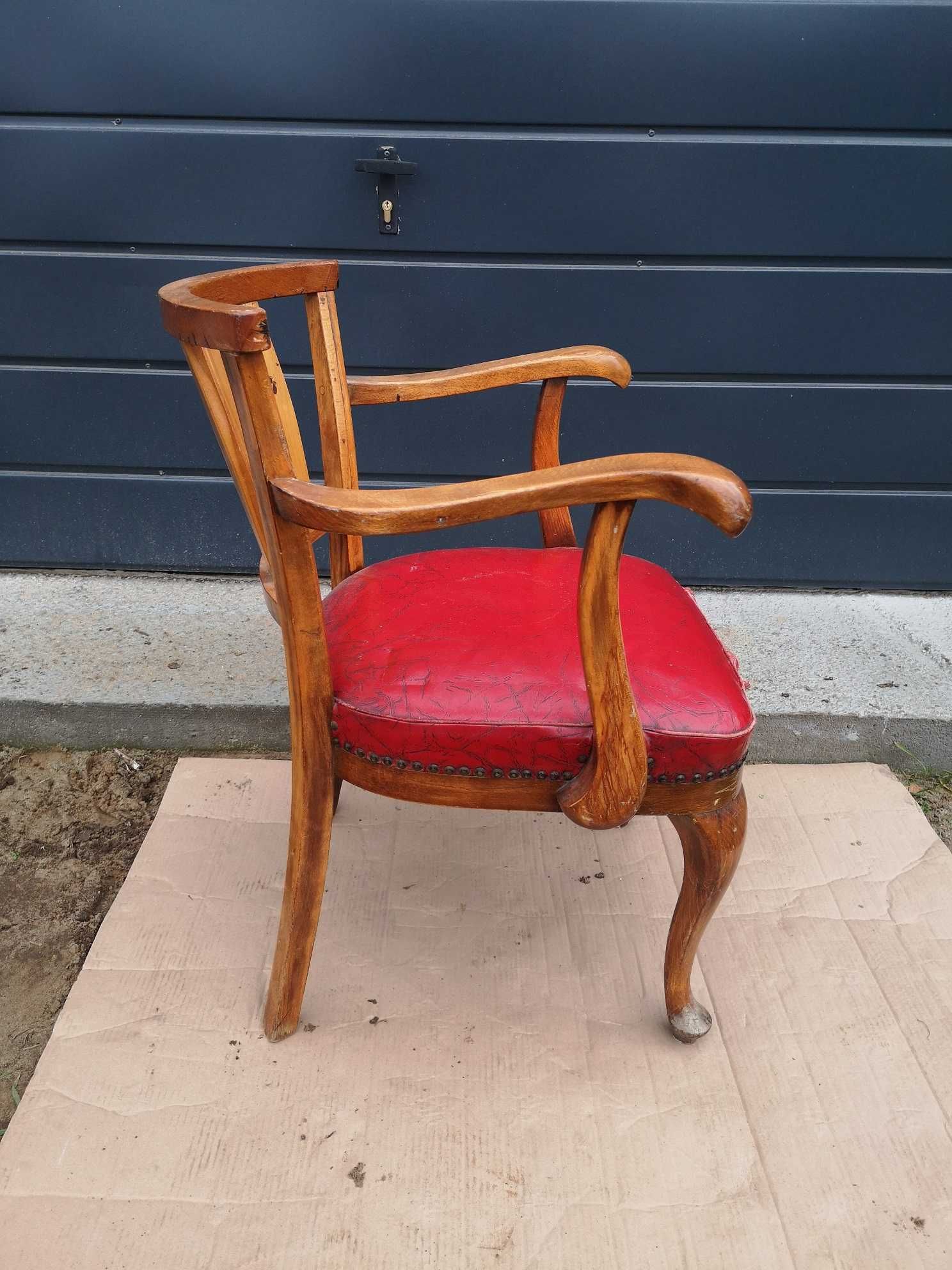 Stary fotel ,krzesło Art Deco skóra