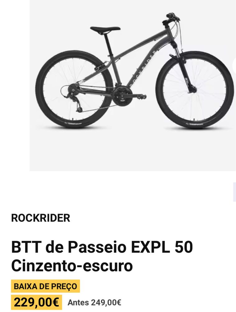 Bicicleta BTT de Passeio EXPL 50 Cinzento-escuro