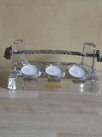 Świecznik Szklany kucharz Leonardo hand made ręcznie robiony