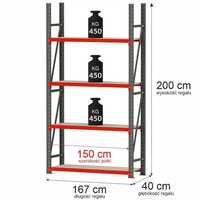 Regał magazynowy 4-półkowy Mega-M FORTIS 200x167x40 cm moduł bazowy