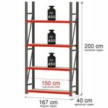 Regał magazynowy 4-półkowy Mega-M FORTIS 200x167x40 cm moduł bazowy