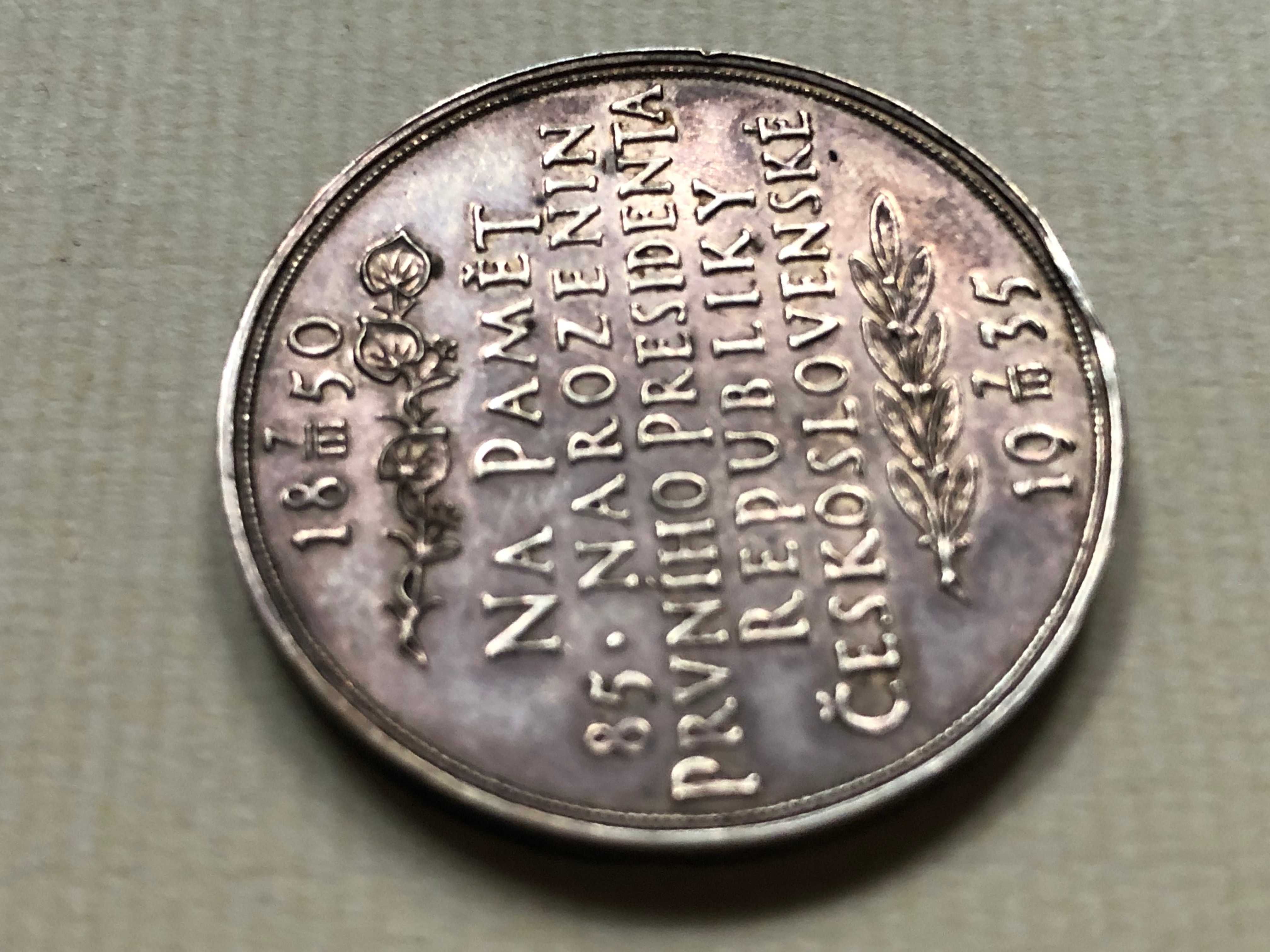 Жетон 1935г. в честь юбилея Т.Масарик 85летие серебро 987 UNC-