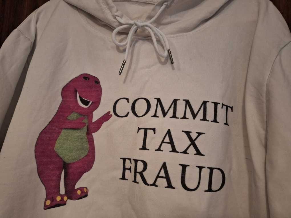 Bluza Barney Commit Tax Fraud Hoodie biała XXL