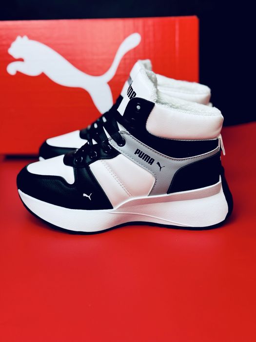 Успей до зимы -70%  Кожаные кроссовки Puma зимние на меху утепленные