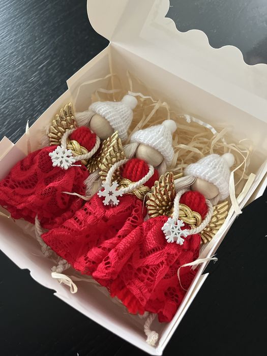 Aniołki na choinke -zestaw 3 sztuki w ozdobnym pudelku