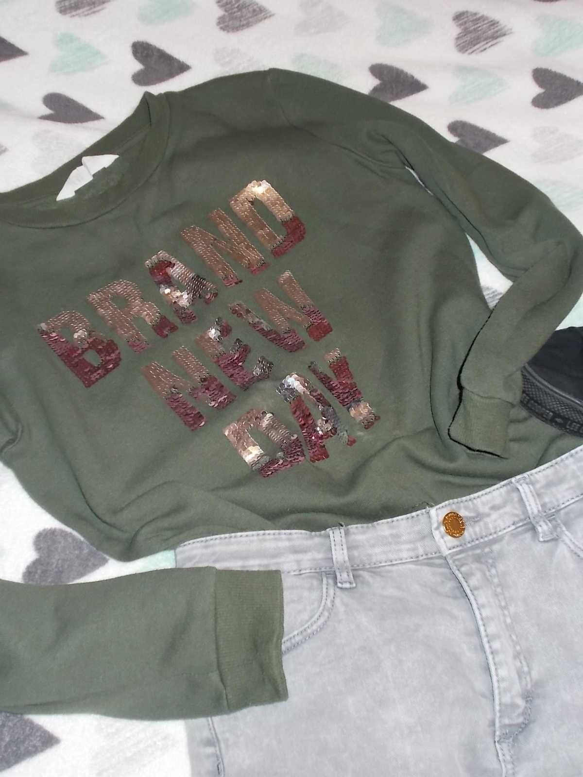 h&m super bawełniana bluza z cekinami r.10-12 lat