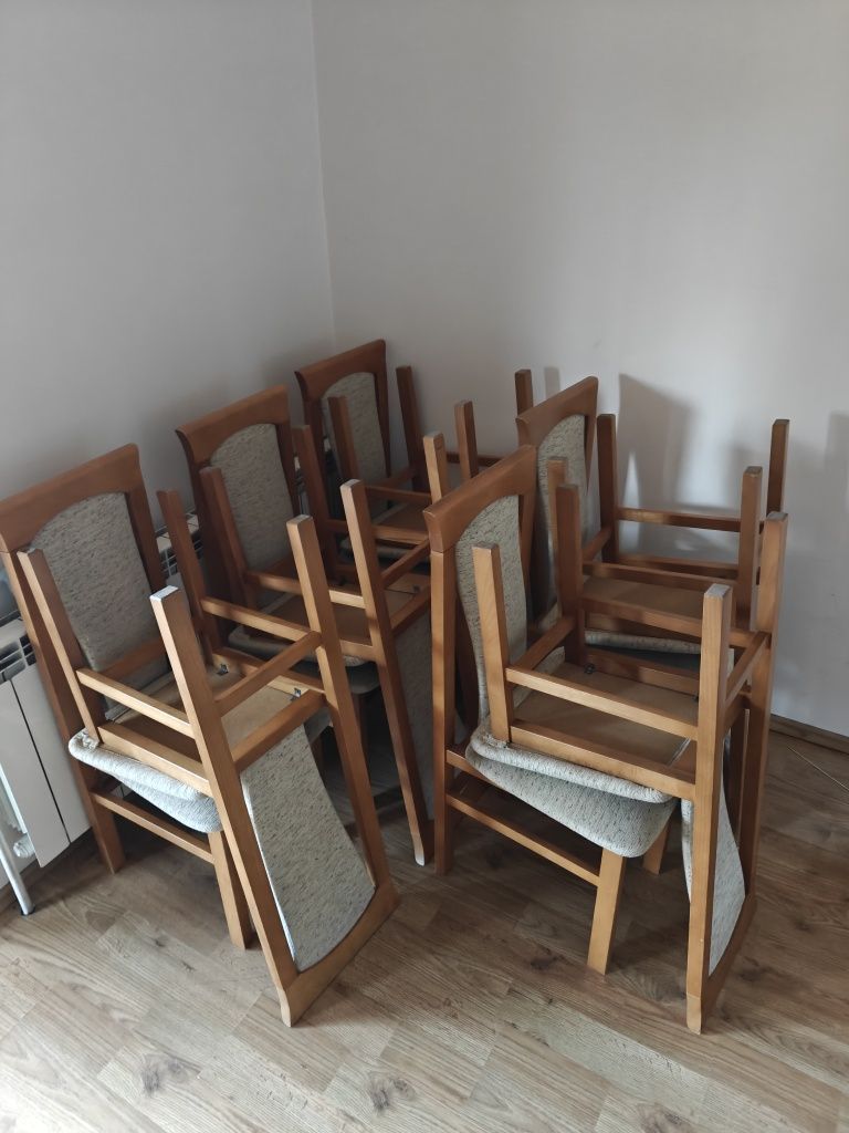 Krzesło drewniane tapicerowane beż  12szt