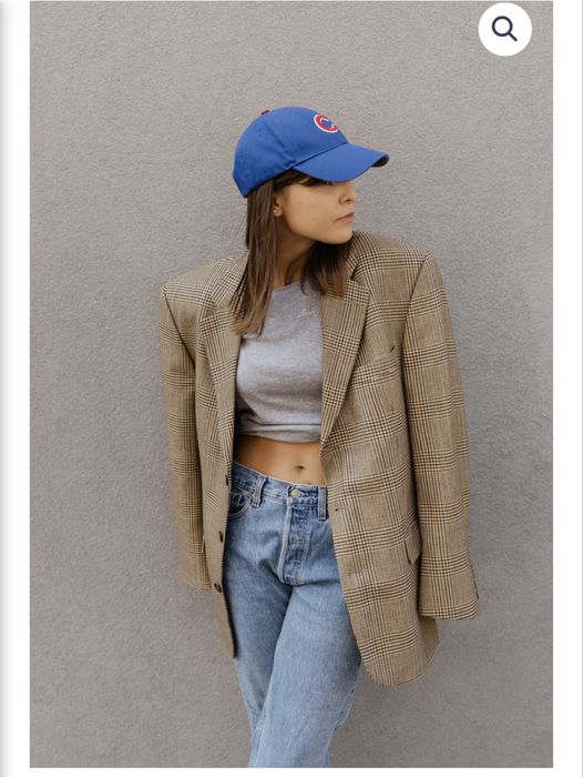 Marynarka vintage wełniana pepitka w kratę mle the odder side oversize