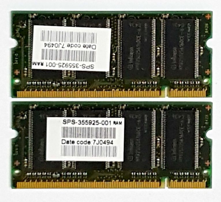 2x Memória RAM 256MB DDR 333Mhz CL2.5 PC2700 SODIMM p/ portátil