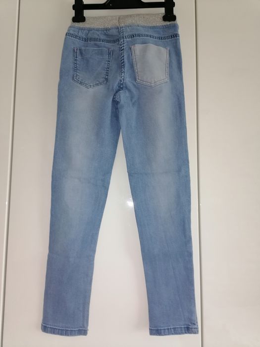 spodnie jeansy skinny zima szkoła kotek święta 128 134