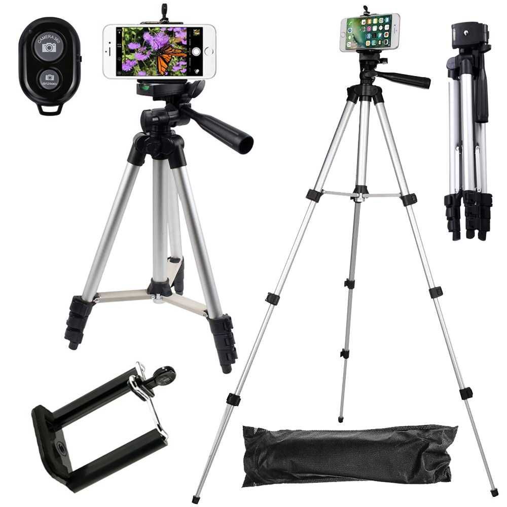 Tripé para telemóveis maquina fotográfica com controle remoto selfie