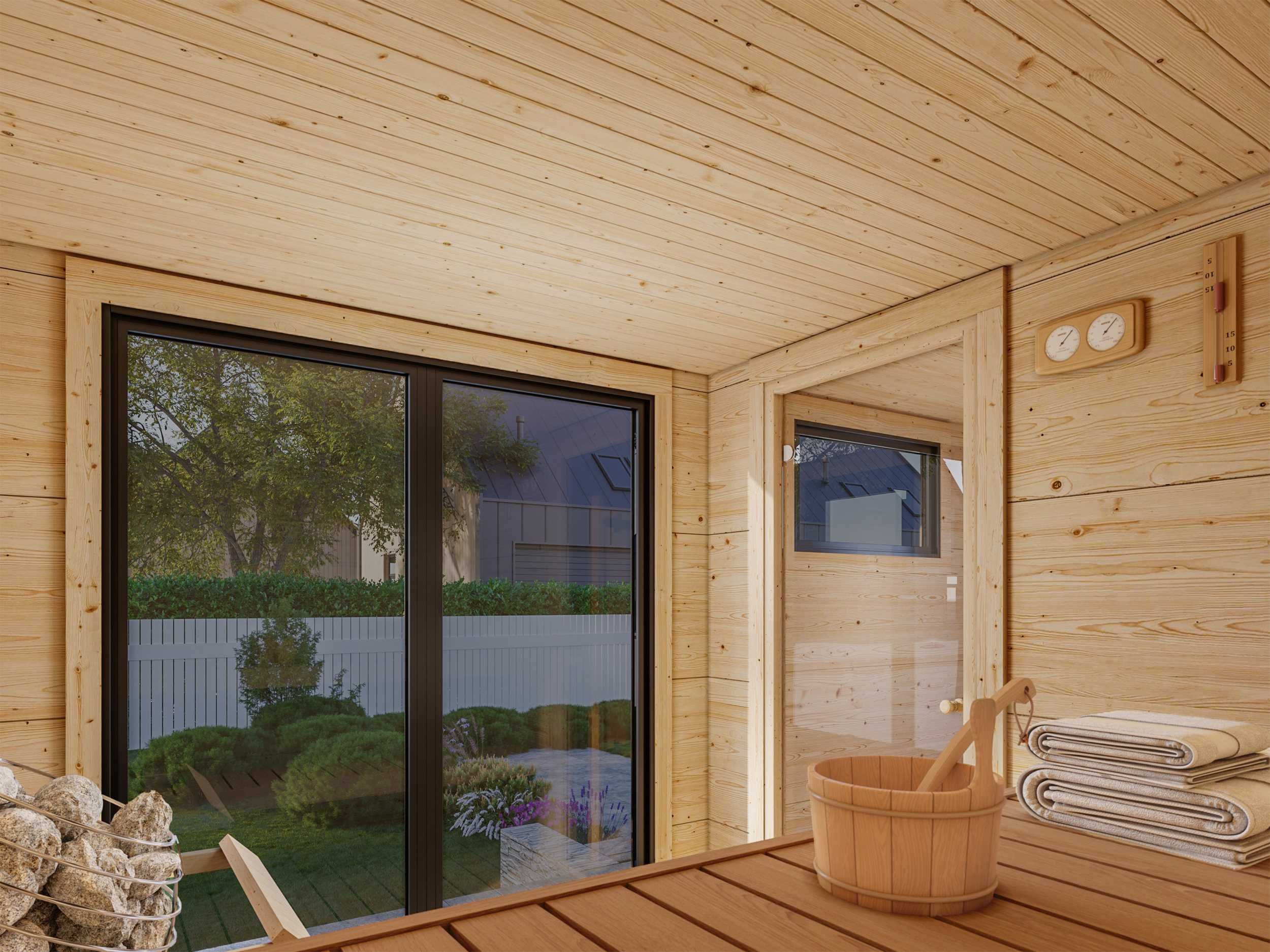Sauna ogrodowa prostokątna, świerk skandynawski