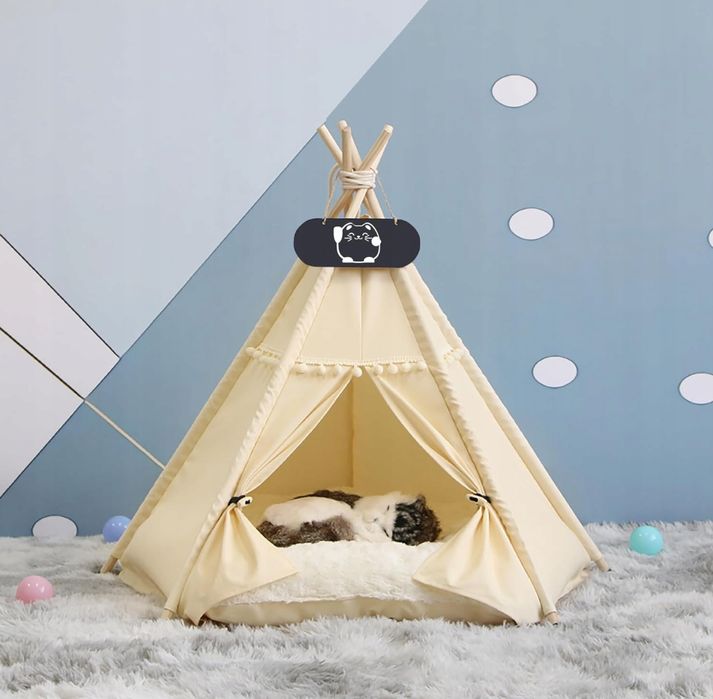 Whiwhi Namiot Dla Psów Tipi Dwustronną Poduszką 60 X 60 X 70 Cm