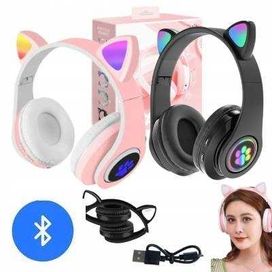 Słuchawki dla dzieci kocie uszy bezprzewodowe RGB