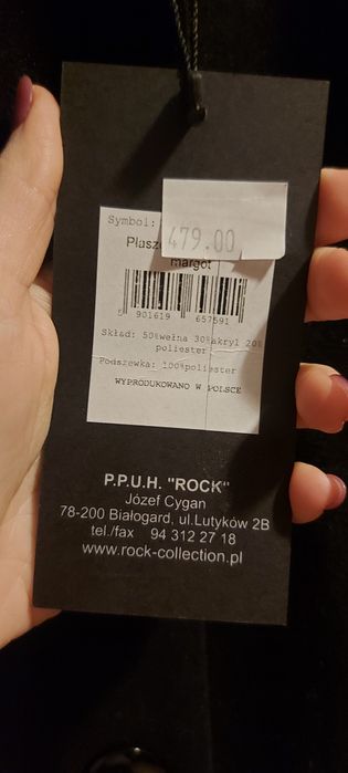 Płaszcz czarny Rock rozmiar 46
