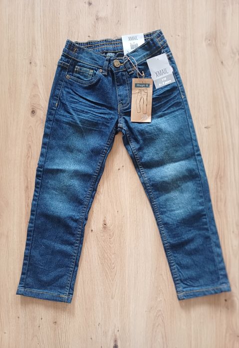 Spodnie jeansy proste nogawki zgaszony nieb. Nowe rozm. 110 Kik