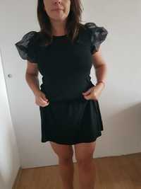 Włoska Sukienka czarna z bufkami M