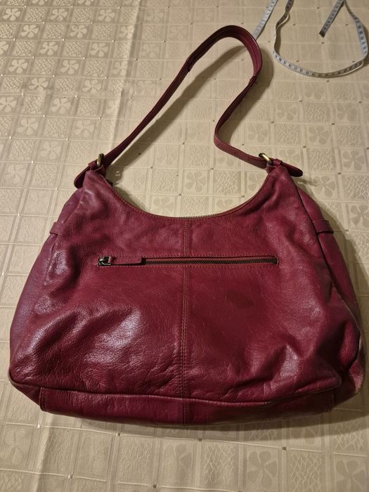 Torebka torba czerwona skóra naturalna